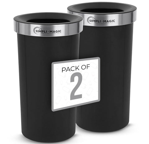 Simpli-Magic 16-gallon open-top trash can with durable stainless steel for busy spaces.