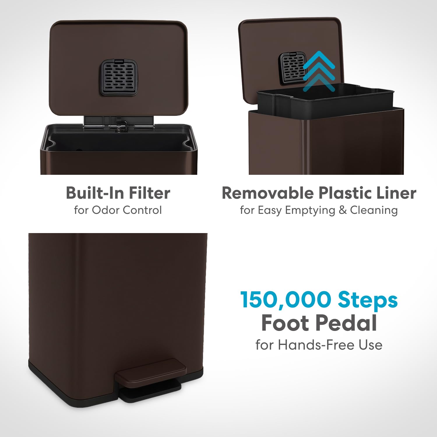 Simpli-Magic 50L built-in odor filter reduces kitchen smells.