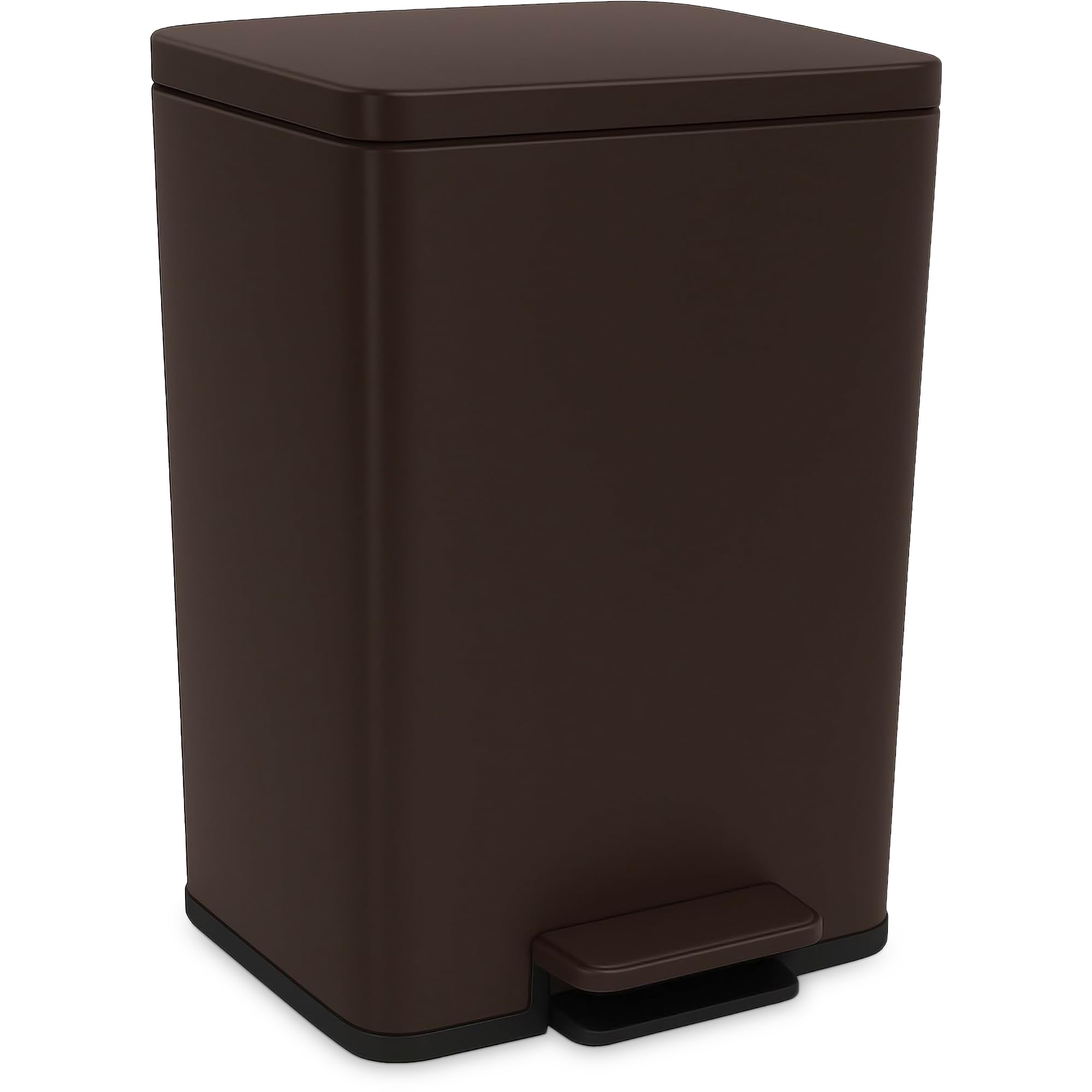 Simpli-Magic 50L soft-close lid in brown for quiet waste disposal.