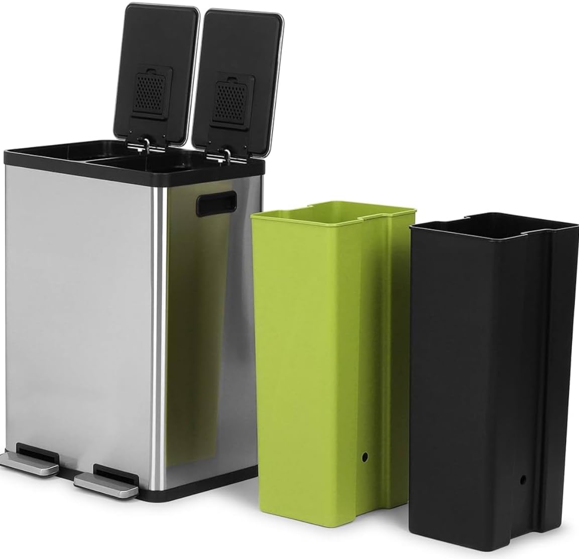 SIMPLI-MAGIC 60L dual-compartment color-coded liners for easy separation