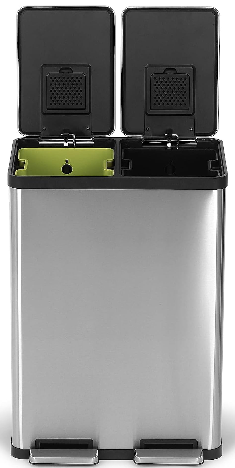 SIMPLI-MAGIC 60L dual-compartment bin front view for organized waste sorting
