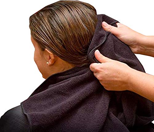 Close-up of terry weave highlights absorbency and deep black color