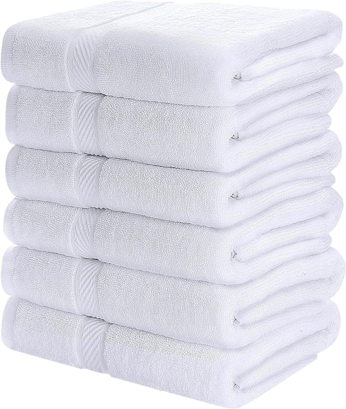SIMPLI-MAGIC bath towel white 25x50 stack shows compact storage and softness