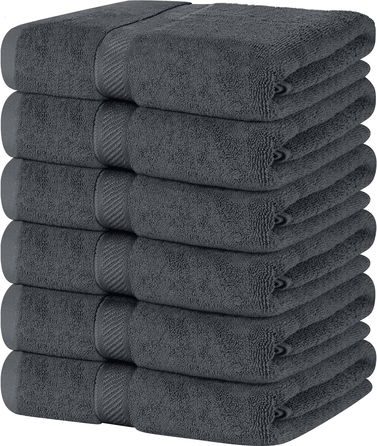 SIMPLI-MAGIC cotton towels flatlay demonstrates six-pack softness for home bathrooms.