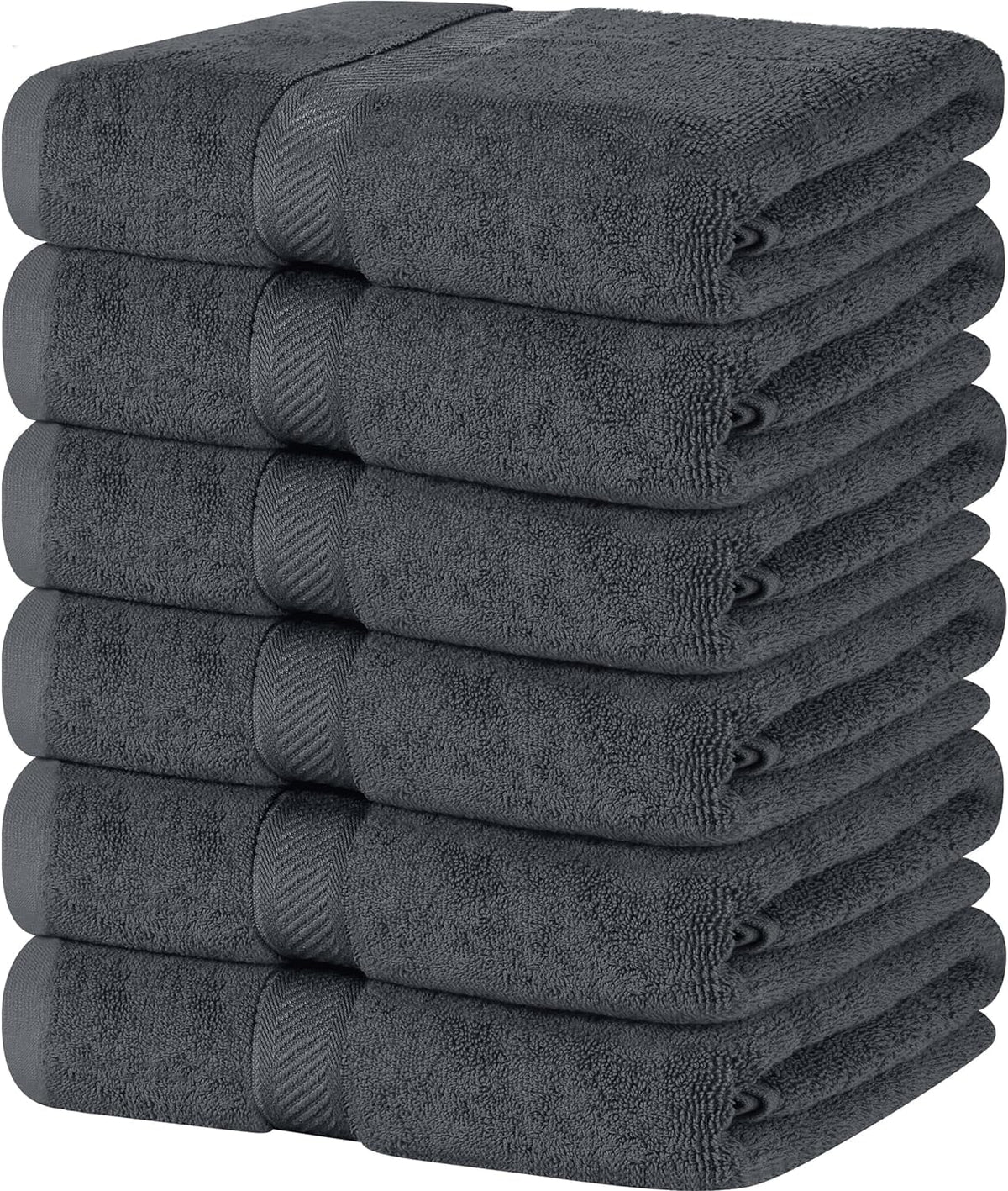 SIMPLI-MAGIC cotton towels flatlay demonstrates six-pack softness for home bathrooms.