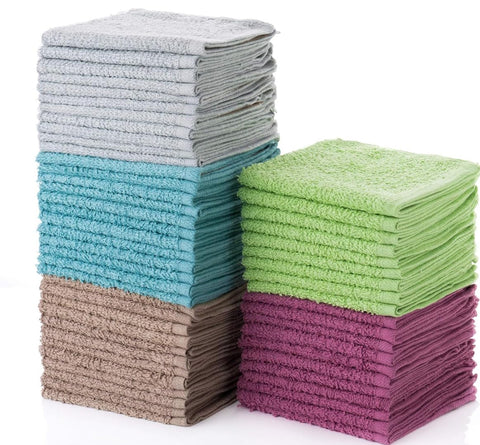 SIMPLI-MAGIC cotton wash cloths 12x12 multicolor pack with plush absorbency for home use