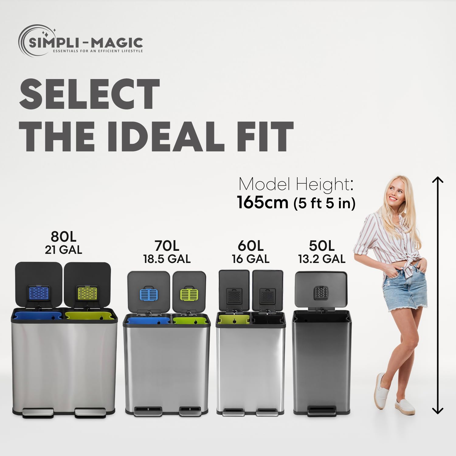 SIMPLI-MAGIC fingerprint-resistant brushed stainless steel finish stays cleaner.