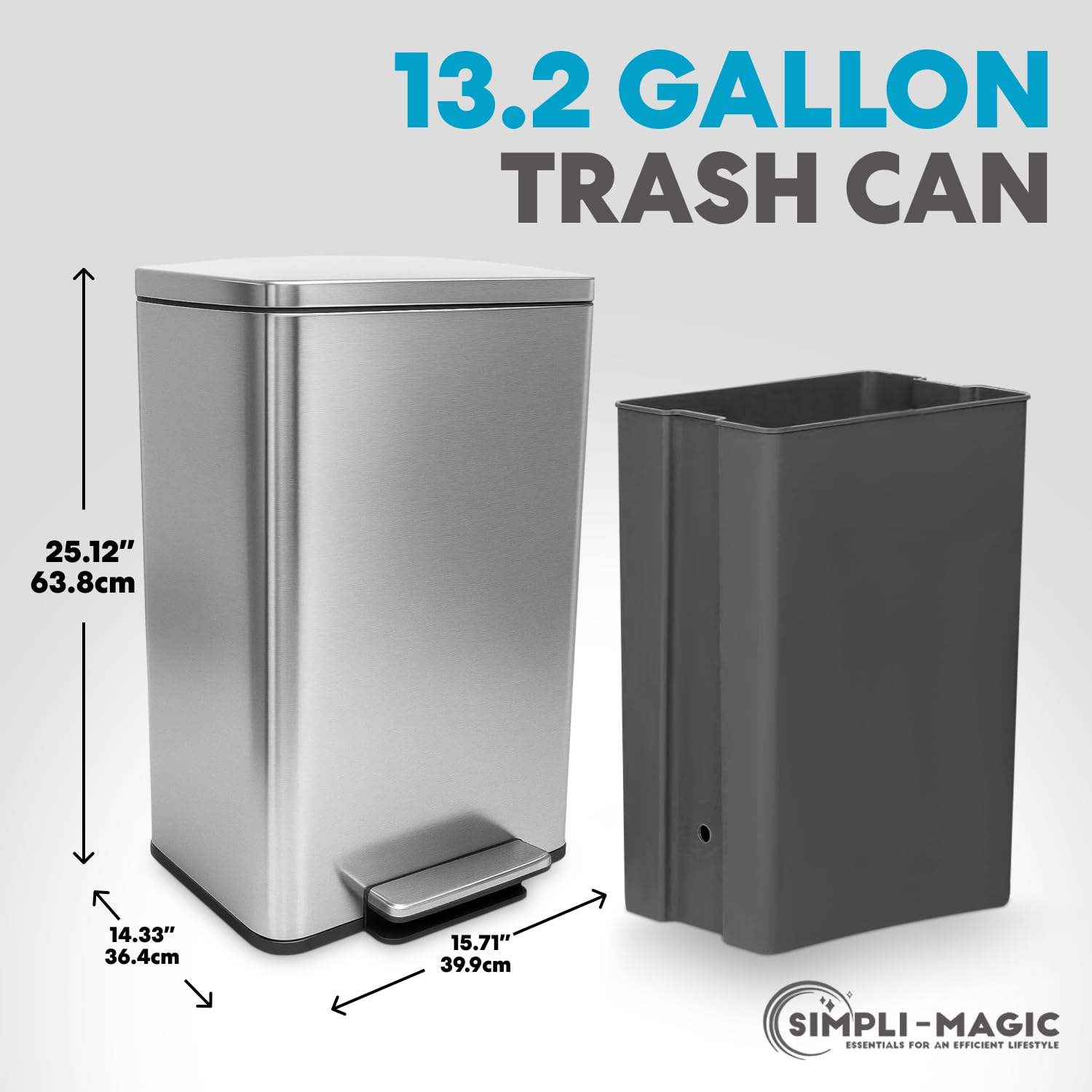 SIMPLI-MAGIC foot pedal activation enables hands-free waste disposal.