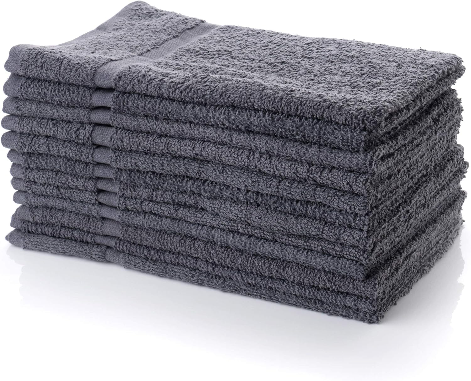 SIMPLI-MAGIC gray 12-pack towels neatly displayed for bulk household use.
