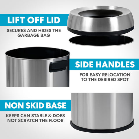 SIMPLI-MAGIC 65L non-skid-base keeps the can steady on any floor.
