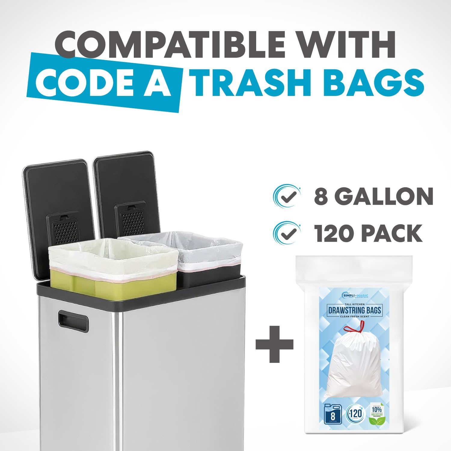 SIMPLI-MAGIC odor filter bin with fingerprint resistant finish for a tidy look.