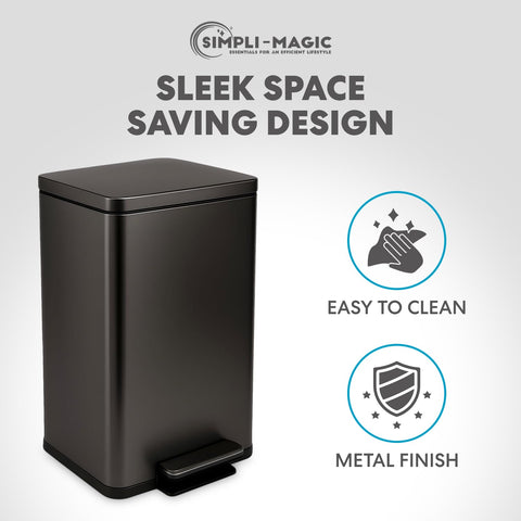 SIMPLI-MAGIC removable liner simplifies bag changes and cleanup.