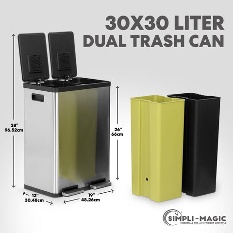 SIMPLI-MAGIC soft-close lids reduce noise when closing the dual bins
