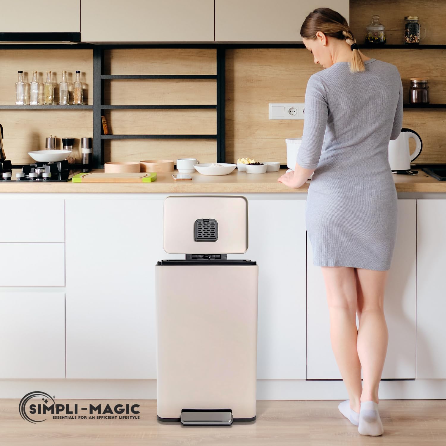 Simpli-Magic white finish complements dorms and kitchens with clean lines.