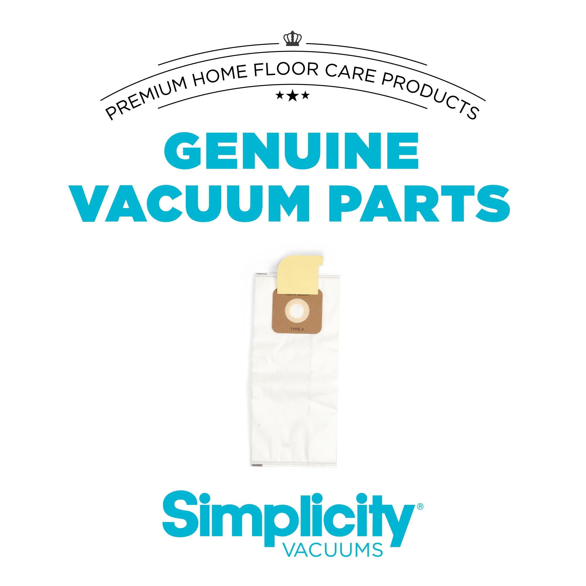 Simplicity upright vacuum bag set provides reliable maintenance and performance.