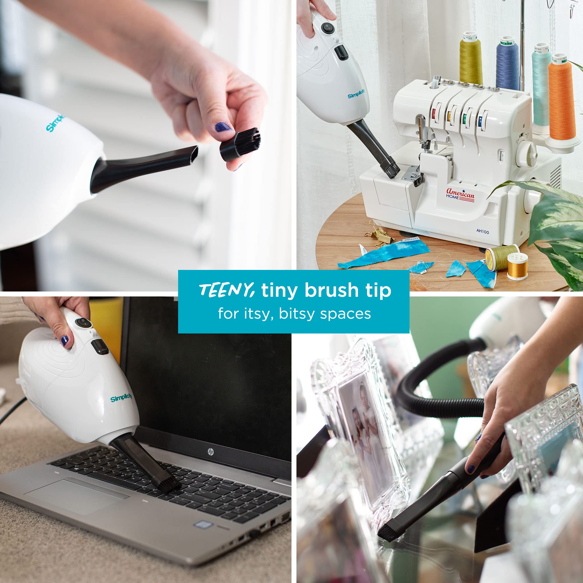 Simplicity Vacuums Flash Mini dust cup being rinsed for easy maintenance.