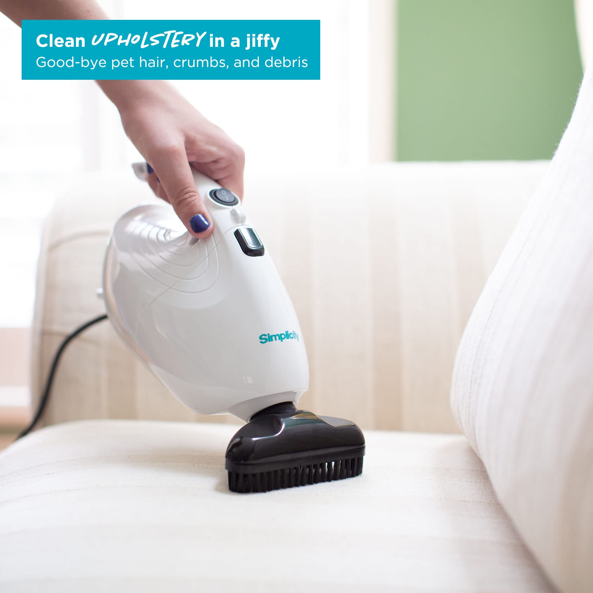 Simplicity Vacuums Flash Mini extended reach with 14-foot cord for long cleanups.