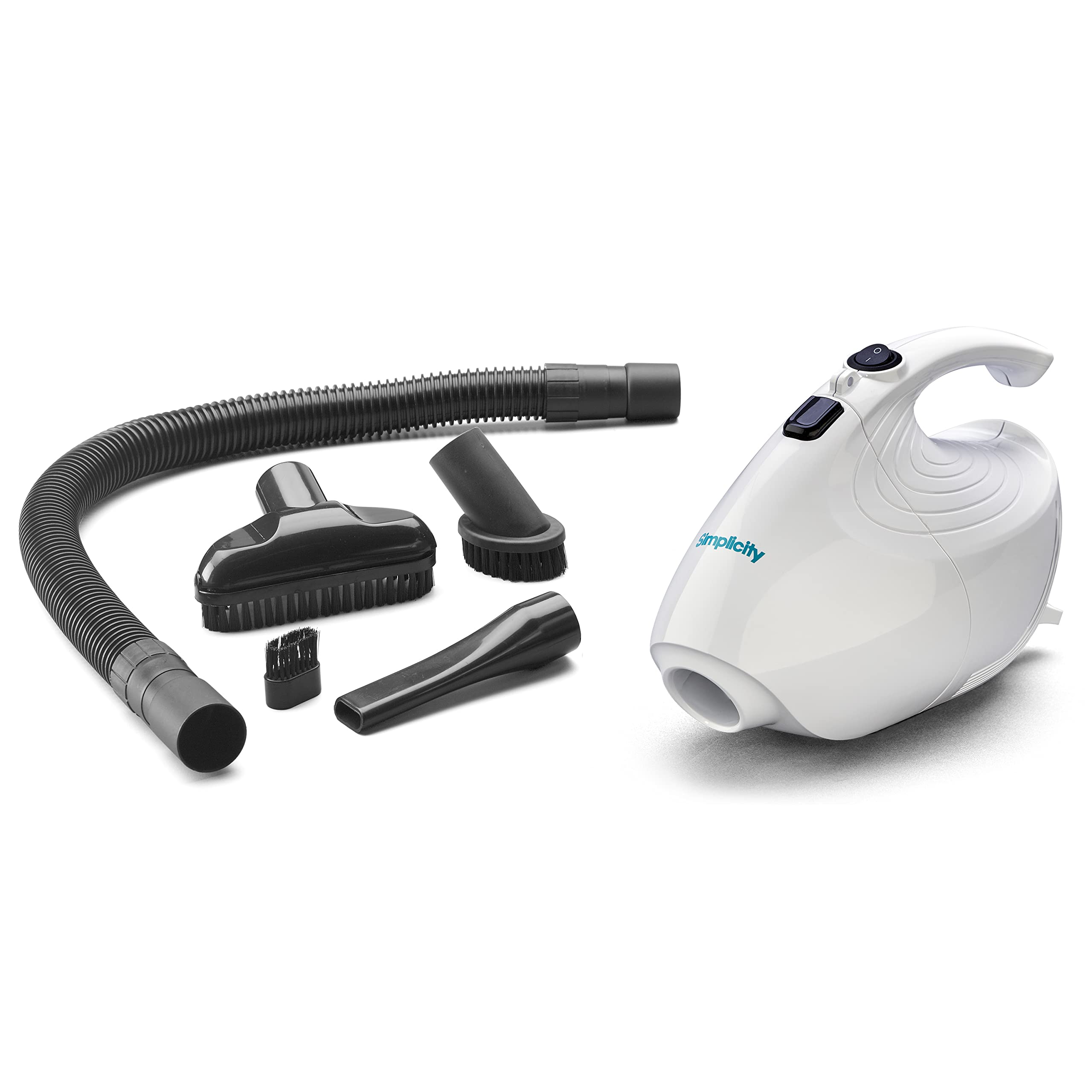 Simplicity Vacuums Flash Mini unit shows compact handheld design for quick cleanups.