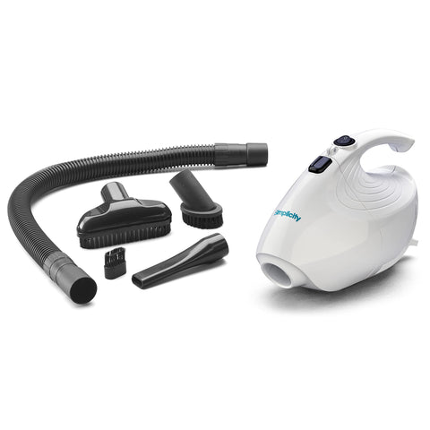 Simplicity Vacuums Flash Mini unit shows compact handheld design for quick cleanups.