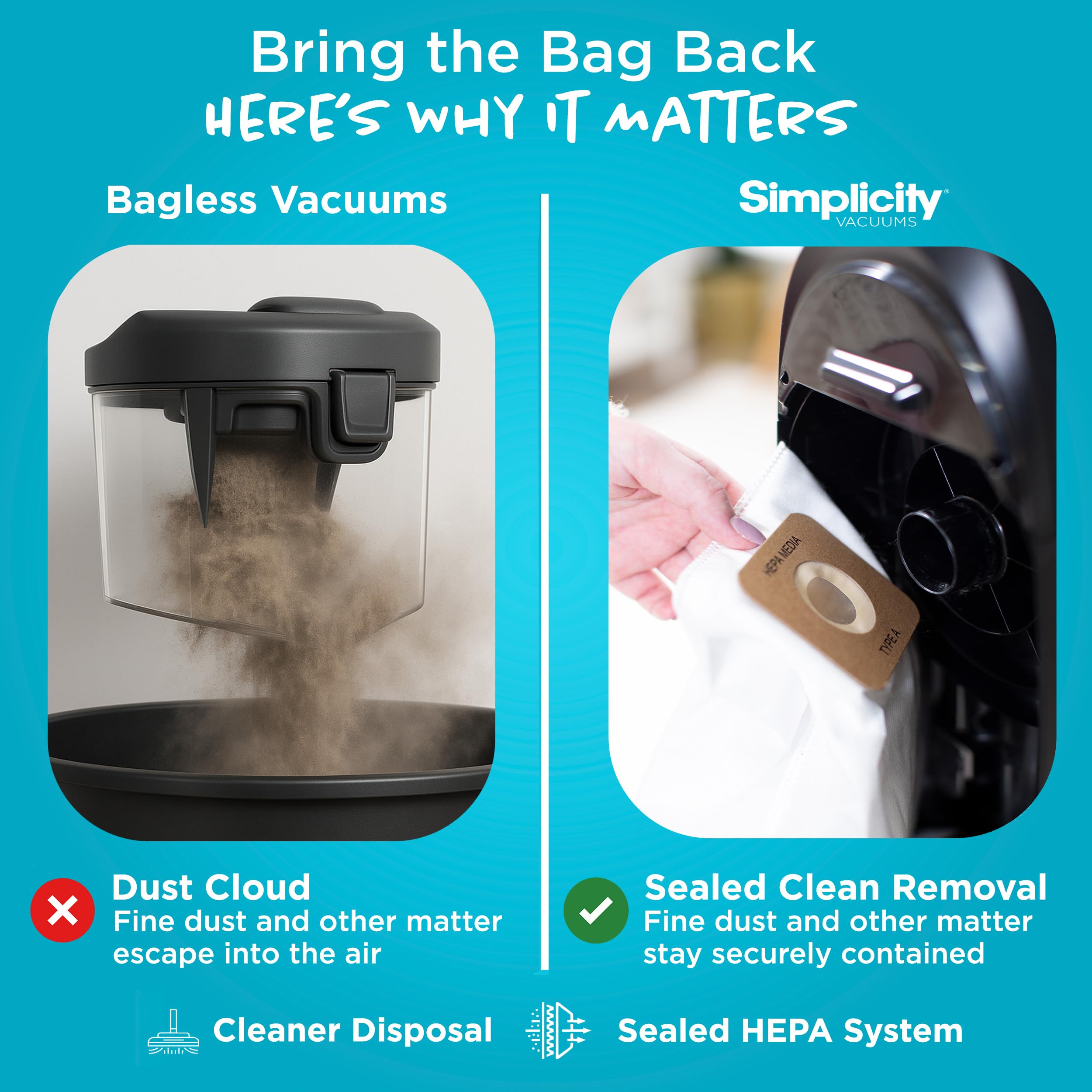 Simplicity S20EZM dual HEPA filtration supporting indoor air quality
