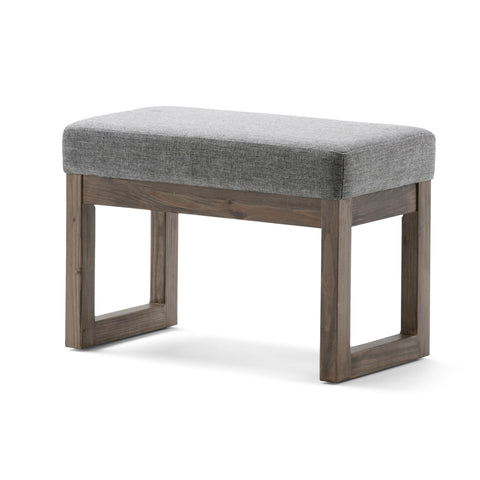 SIMPLIHOME Milltown ottoman top view shows compact, versatile footrest.
