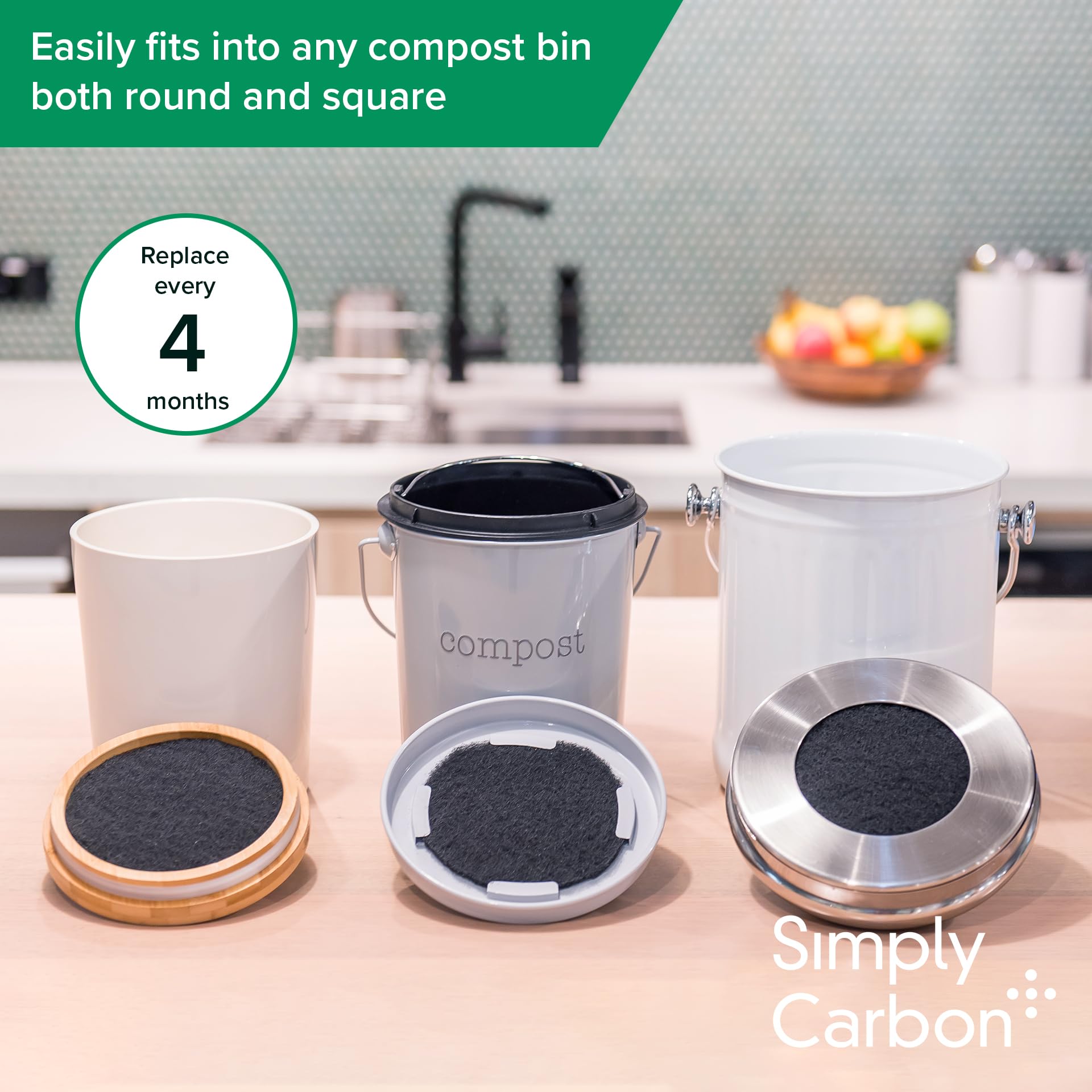 Simply Carbon 0.4-inch activated charcoal layer for strong odor absorption.