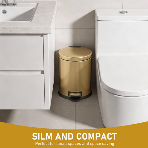 SIMPLYKLEEN brushed stainless steel trash can resists smudges and cleans easily