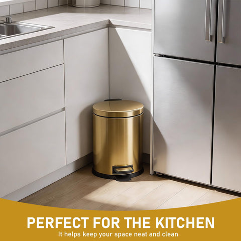 SIMPLYKLEEN oval 5L trash bin fits tight spaces in bathrooms and offices