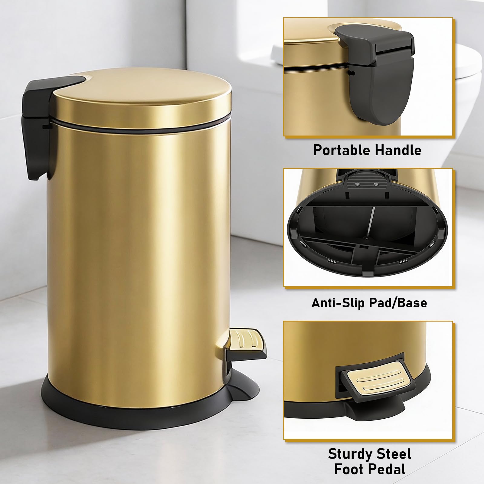 SIMPLYKLEEN portable handle makes carrying the trash can easy