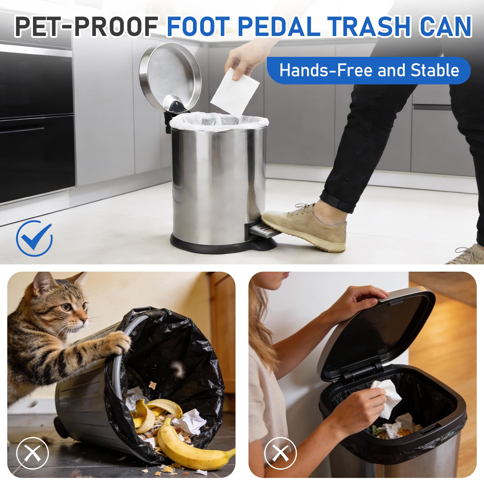 SIMPLYKLEEN non-slip base keeps the can stable on floors