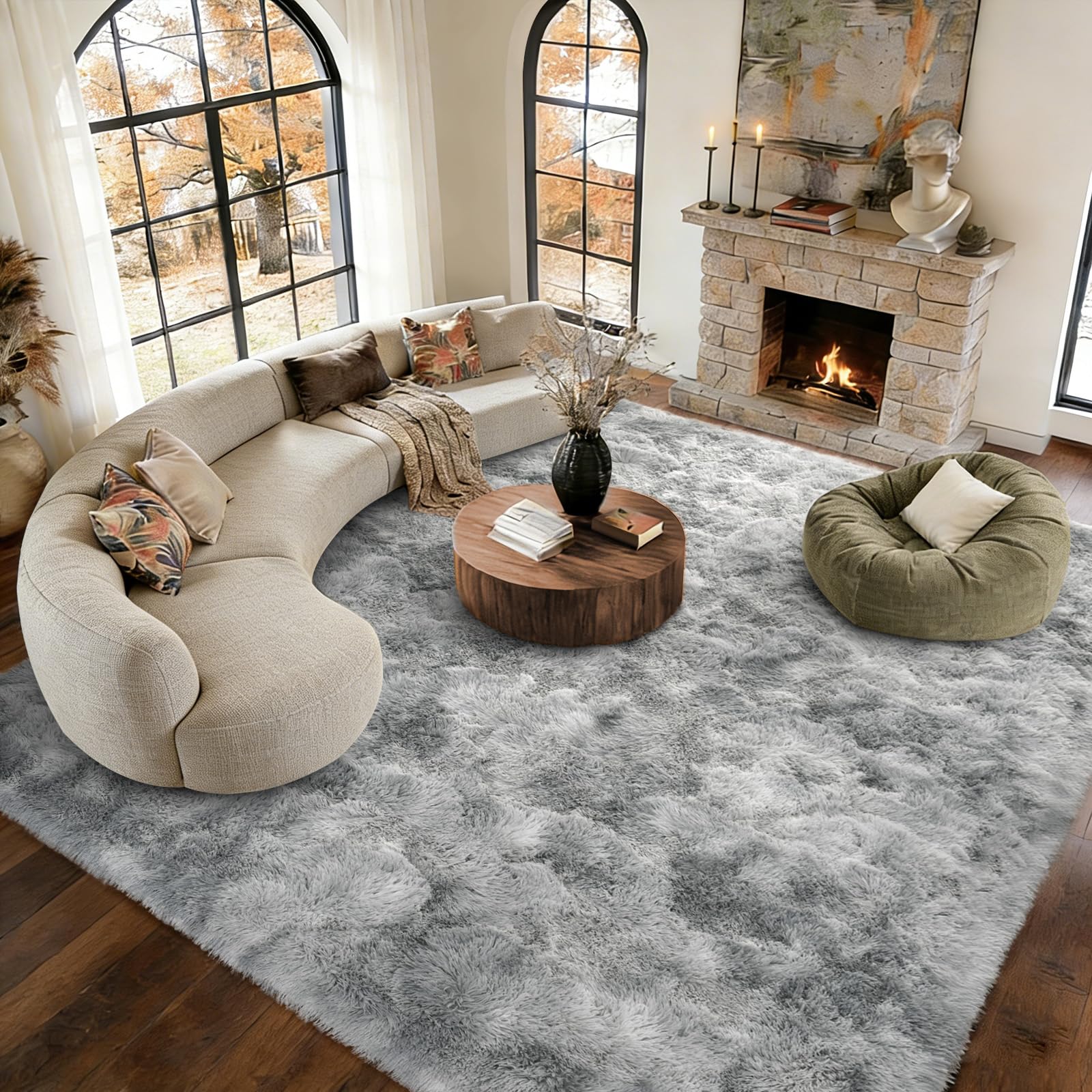 SimpWalnut 9x12 shaggy rug in living room for cozy, plush relaxation