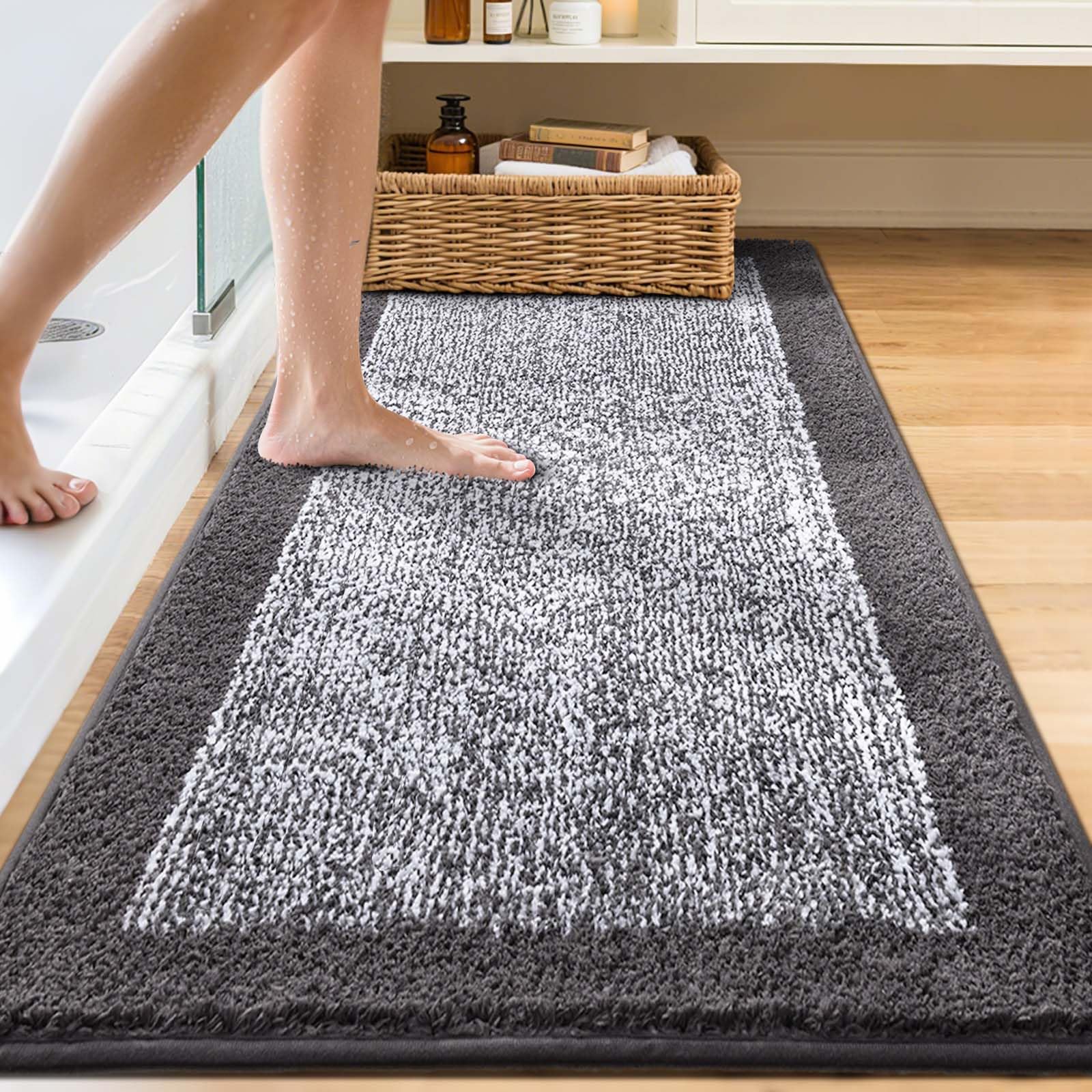 simpWalnut non-slip backing keeps rug in place on bathroom and tile floors