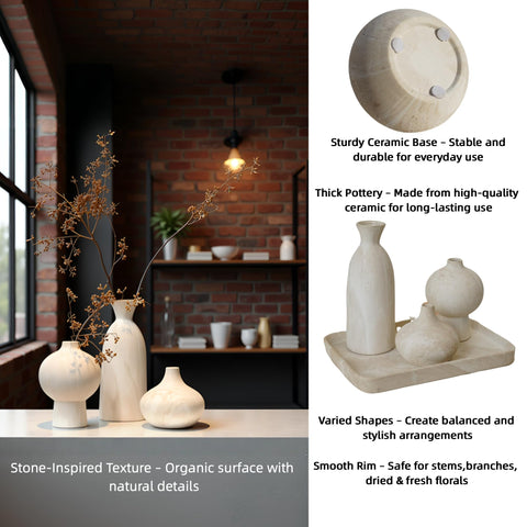 Curved vase from SincereLuxe set complements modern neutral decor schemes