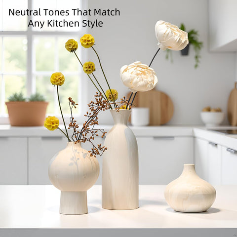 Neutral tone from SincereLuxe vases blends with various interiors