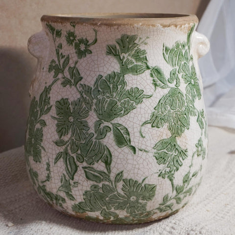 Sincerluxe vintage green floral vase with crackle glaze adds timeless charm to arrangements.