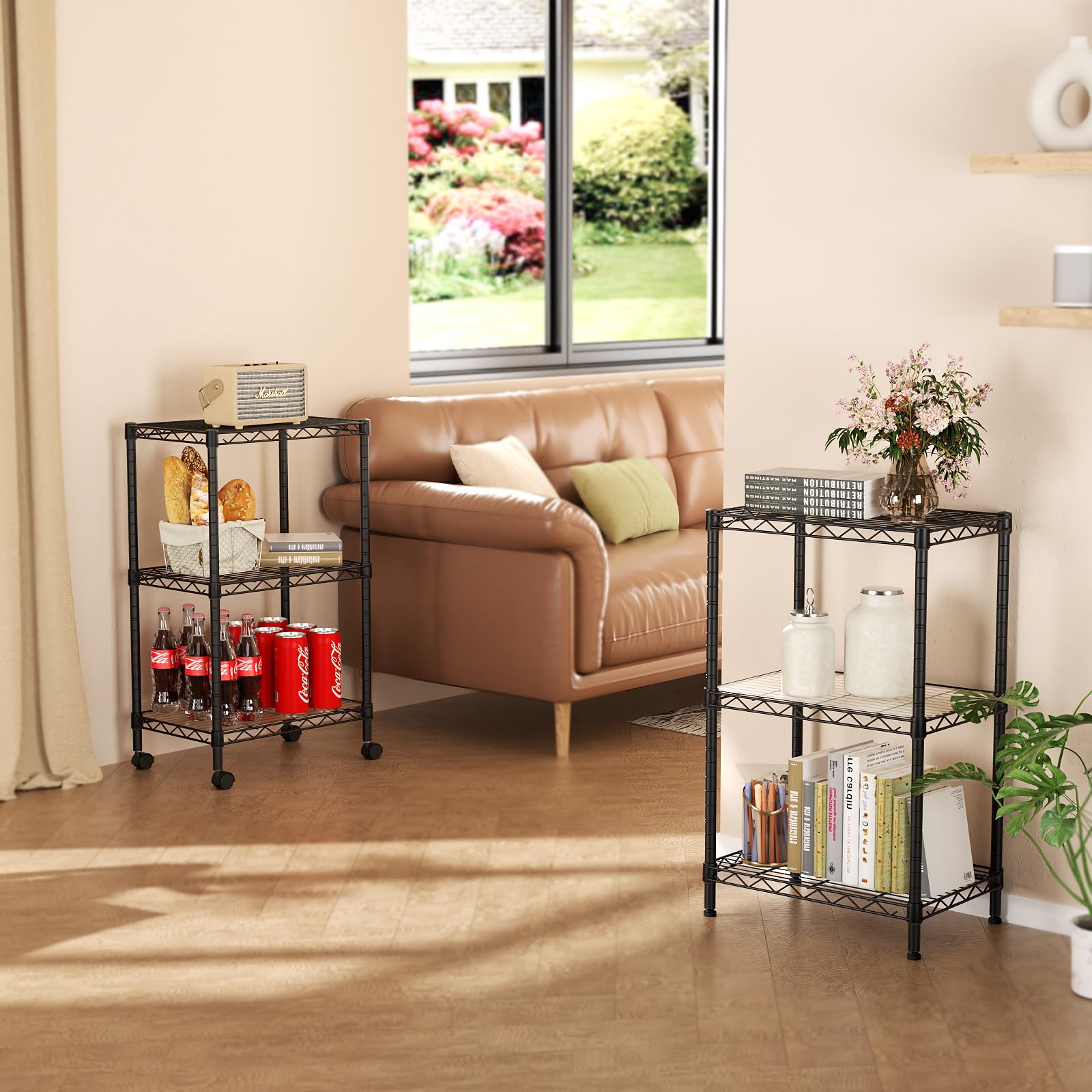SINGAYE black finish metal shelf complements modern bathrooms.