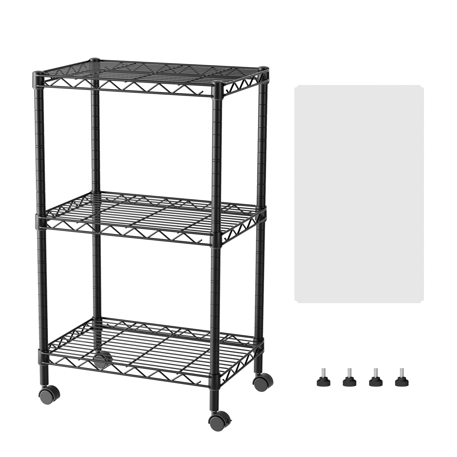SINGAYE 3-shelf wire shelving unit front view for compact kitchen storage.