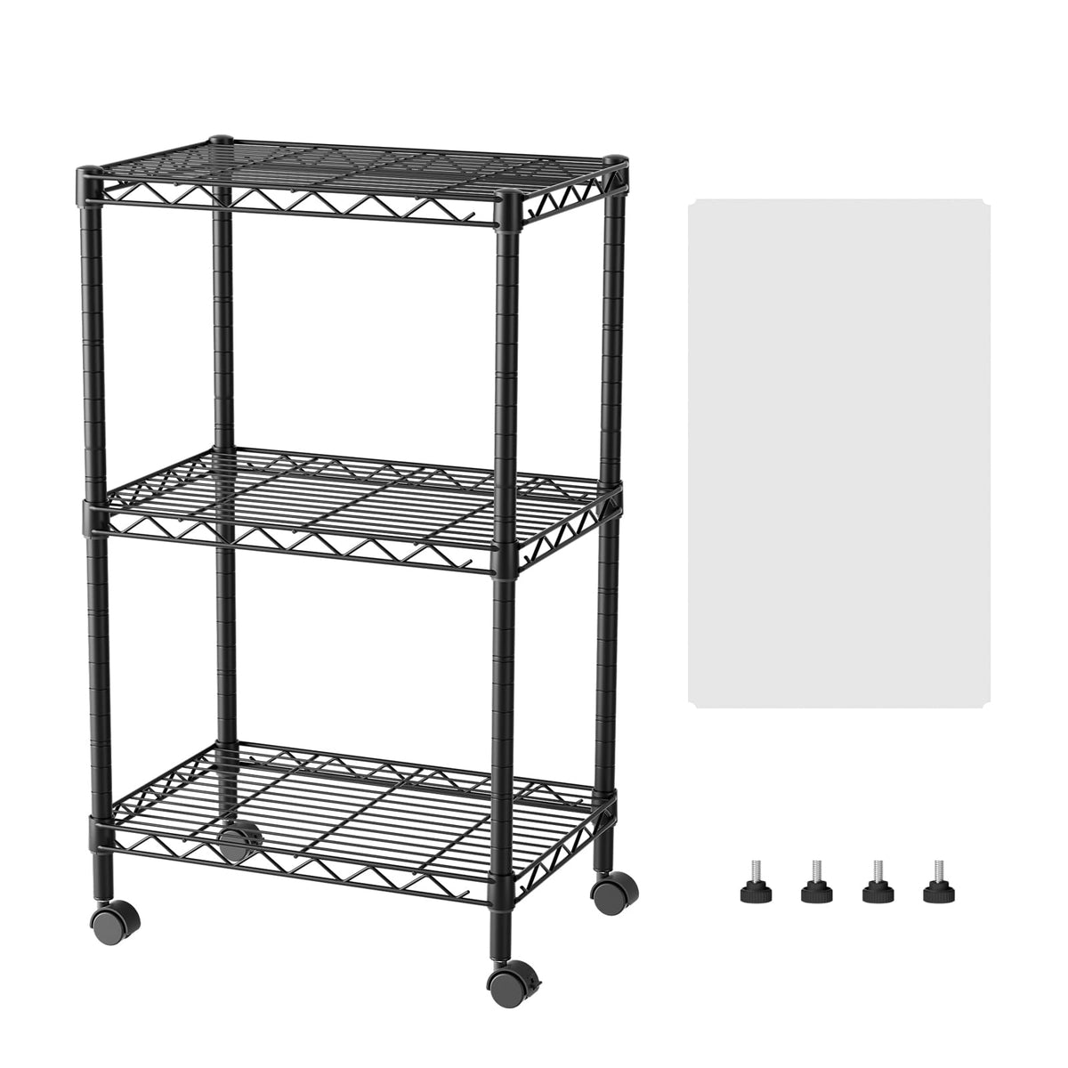 SINGAYE 3-shelf wire shelving unit front view for compact kitchen storage.