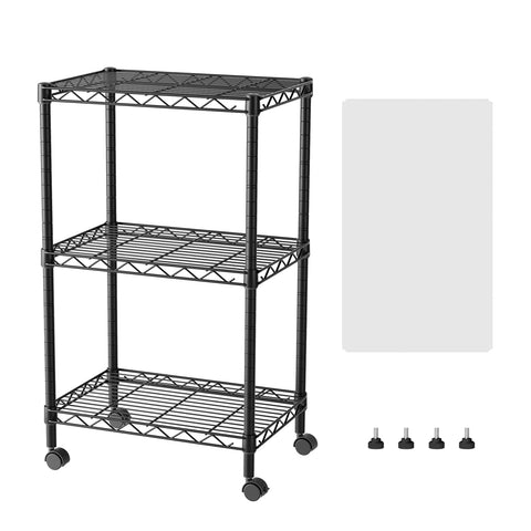 SINGAYE 3-shelf wire shelving unit front view for compact kitchen storage.