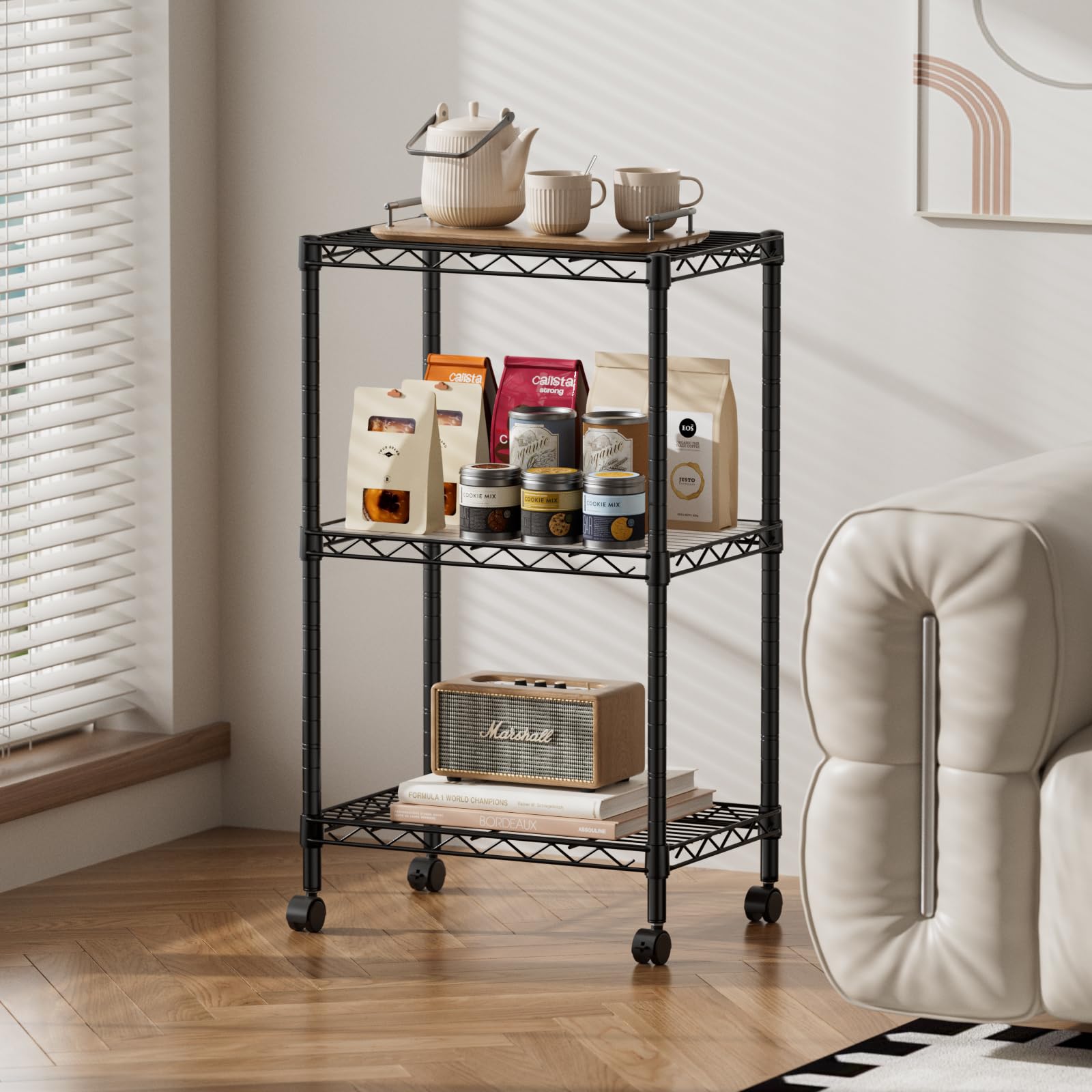 Singaye 3-tier mesh shelf in laundry area offering breathable storage