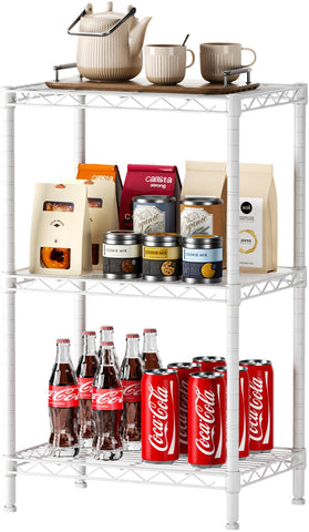 SINGAYE 3-tier wire shelving unit for versatile pantry storage.