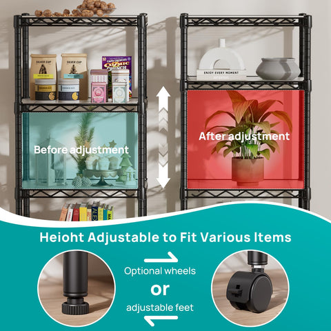 SINGAYE adjustable shelves demonstrate customizable height for varying items
