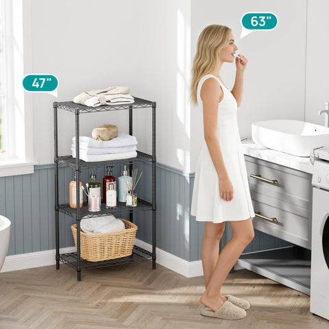 Heavy-duty metal frame with levelers keeps storage stable on uneven floors.