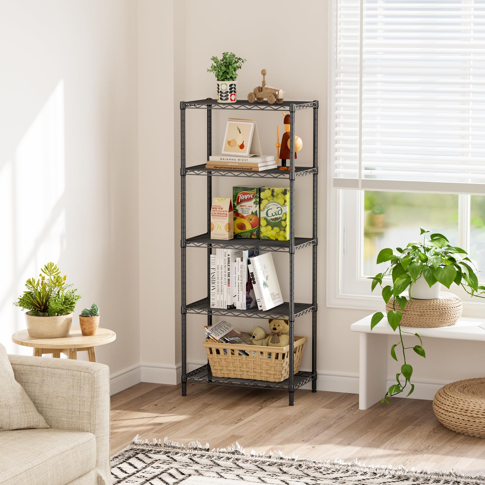 SINGAYE 5-tier shelving footprint 14 by 24 inches for planning