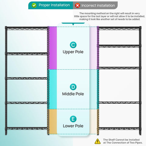 SINGAYE 5-tier shelving in kitchen for organized storage