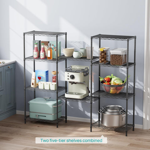 SINGAYE 5-tier shelving in laundry room for detergents and towels