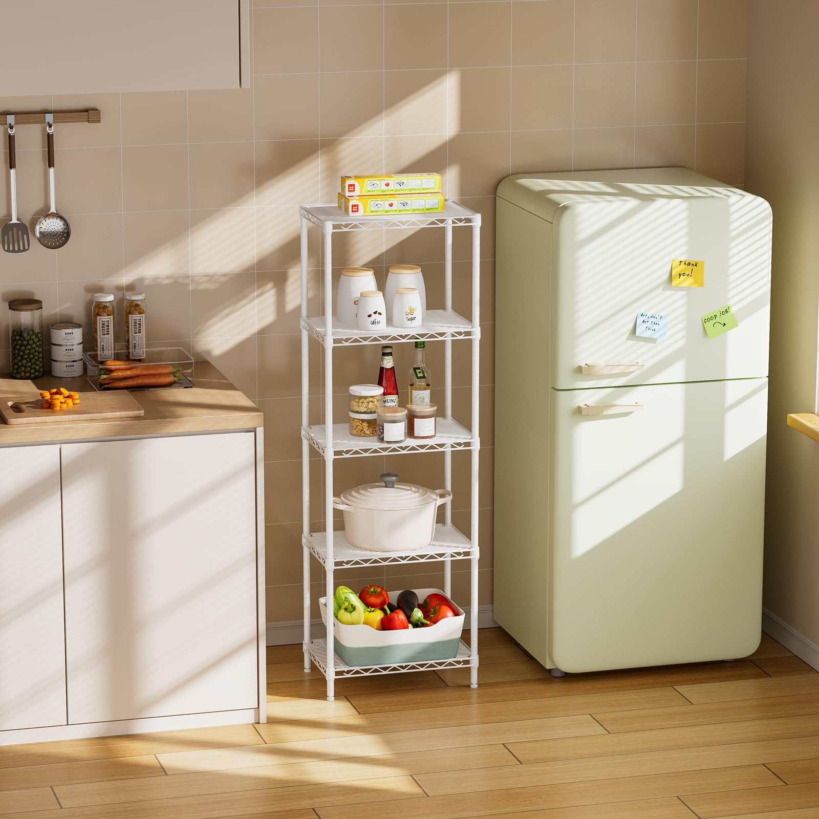 SINGAYE 55-inch tall rack maximizes vertical storage in any room.