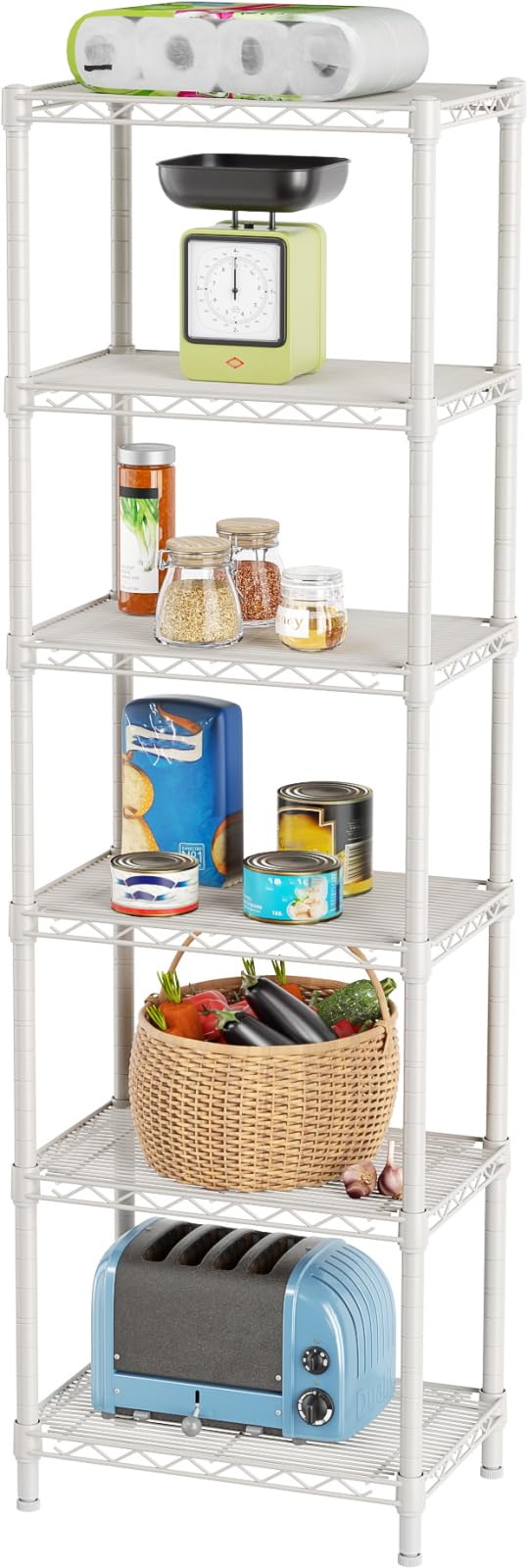 SINGAYE 6-shelf wire unit with mesh to prevent items from falling