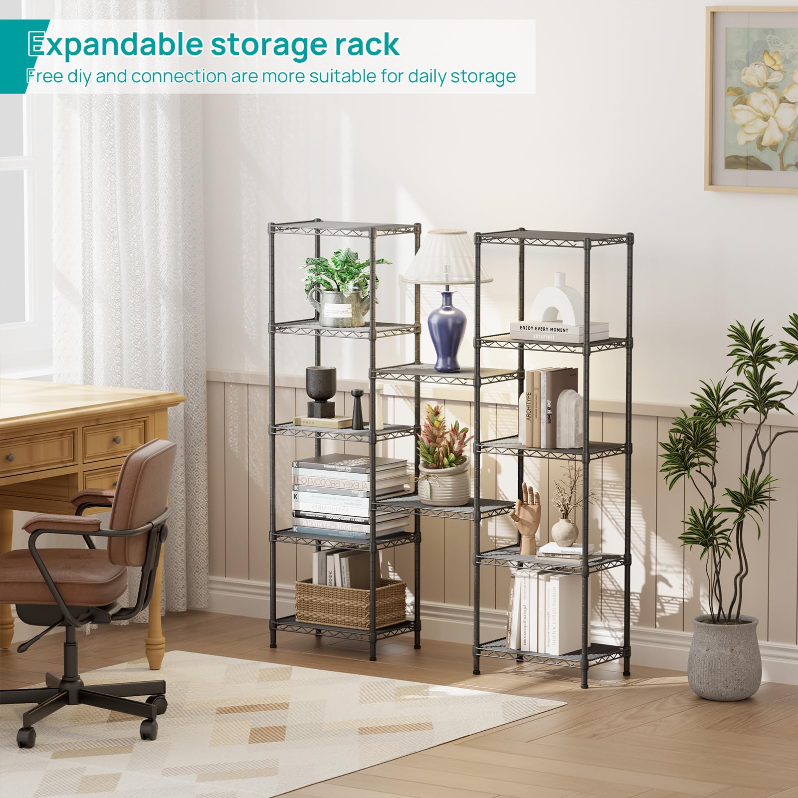 SINGAYE 60-inch tall rack fits narrow corners for vertical storage.