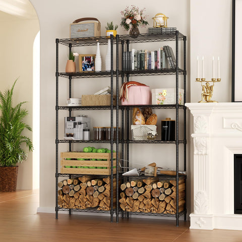 SINGAYE adjustable shelving unit in laundry room setup for towels and supplies